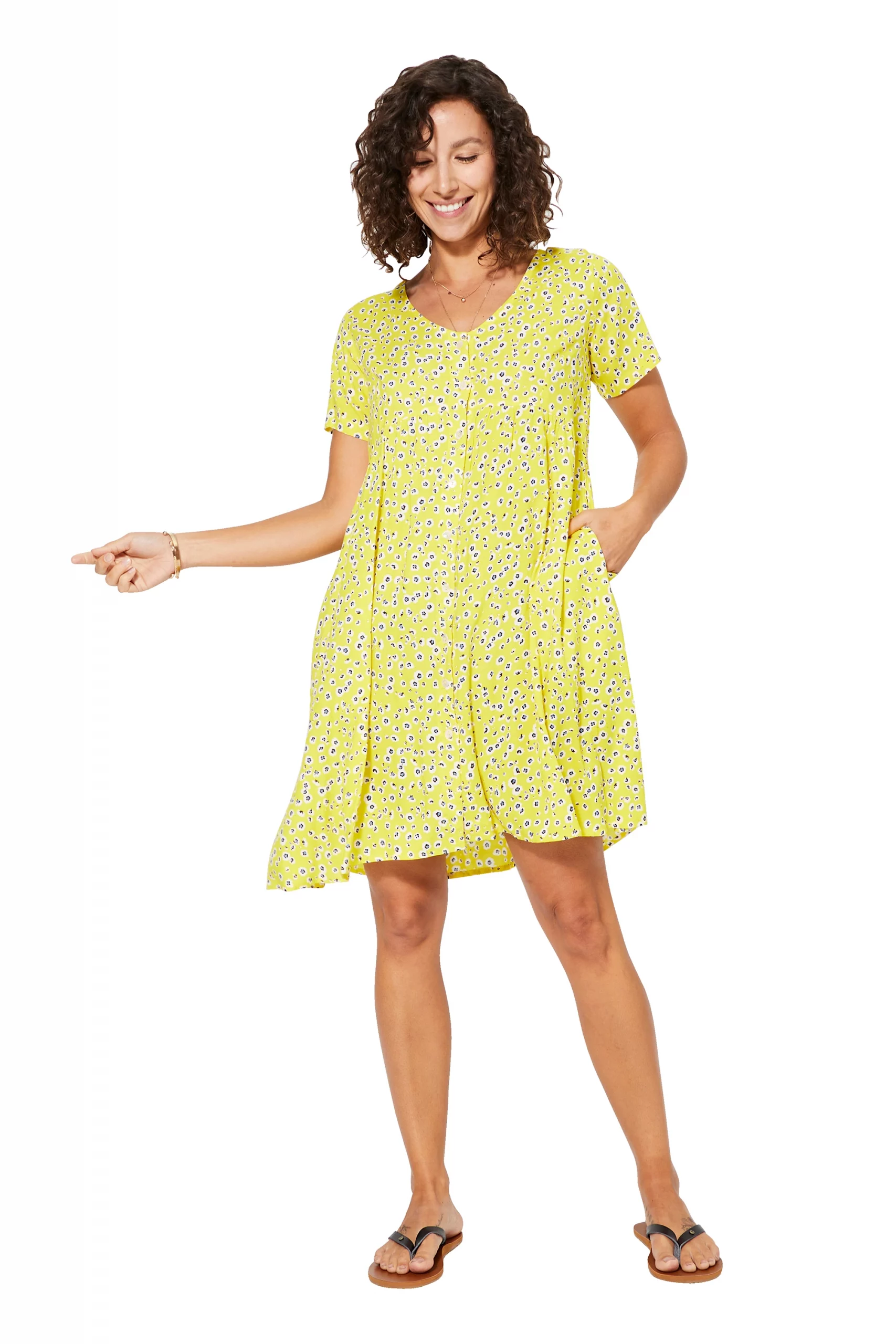 Petite Robe bohème ample Jaune à fleurs – RLIPV0017A – Image 2