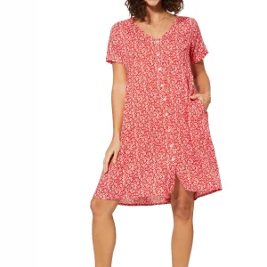 Petite Robe bohème ample Rouge à fleurs – RLIPV0017B