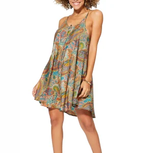 Petite Robe ample à bretelles Beige colorée- RLIP0274B