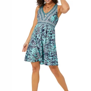 Robe bohème bleue à dos nageur – RLIP2003F