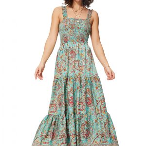 Longue Robe à bretelles larges Turquoise – MAXIPA3066A