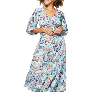 Longue Robe Bleu clair évasée à dos ouvert – MAXIPA3083B