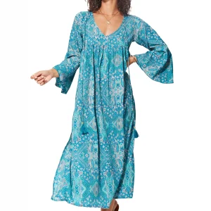 Longue Robe bohème Bleue ample fendue – MAXIPA3085A