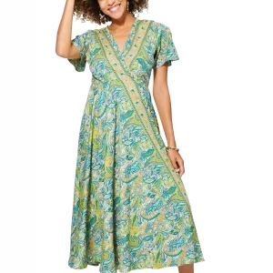 Longue Robe à nouer Verte bleue jaune – MAXIPA3075A