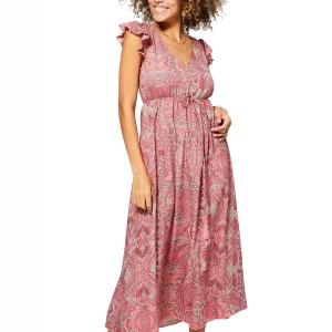 Longue Robe évasée Rose à motifs bohèmes – MAXIPA3074B