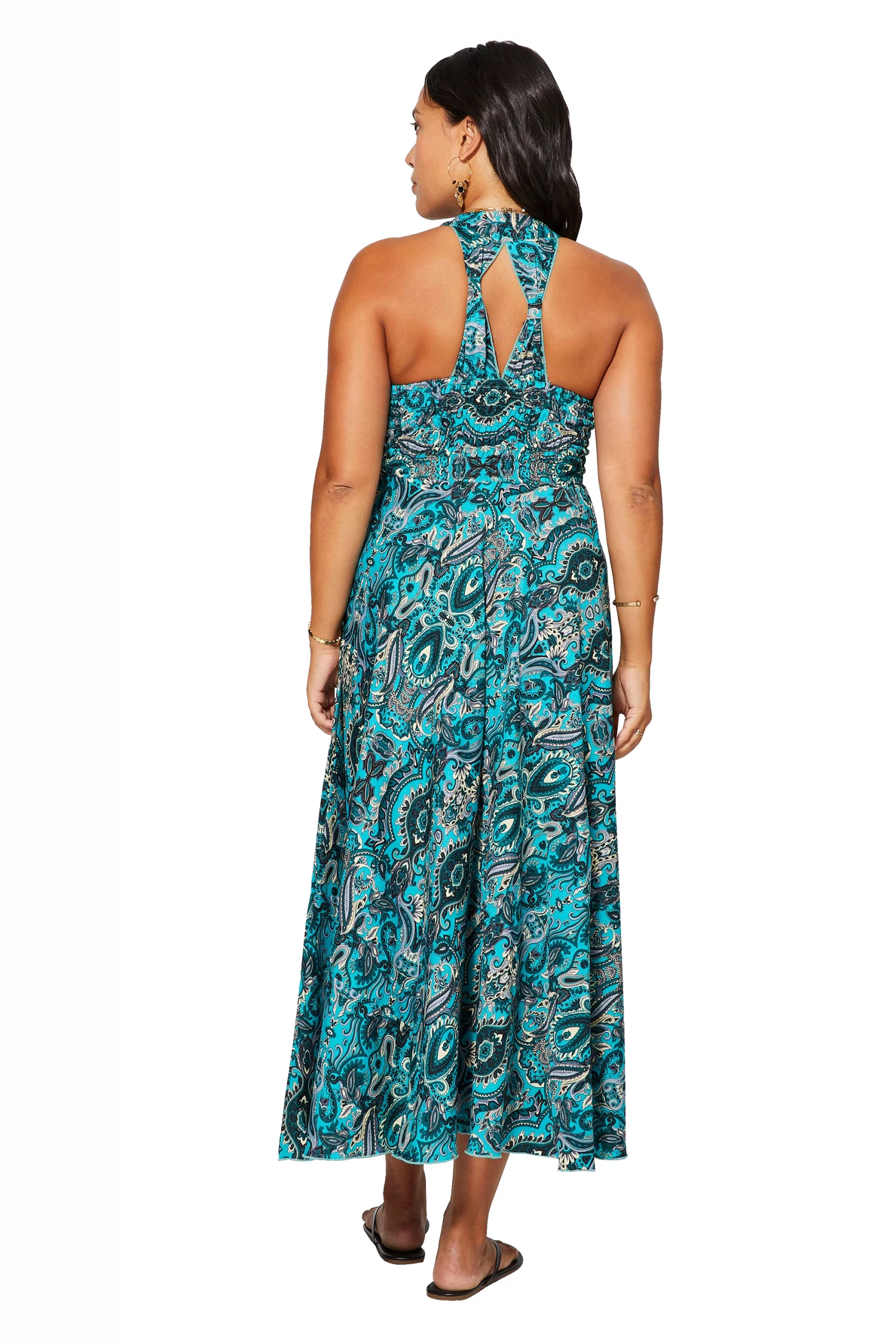 Longue Robe à dos nageur Bleu vif- MAXIPA3065D - Image 3