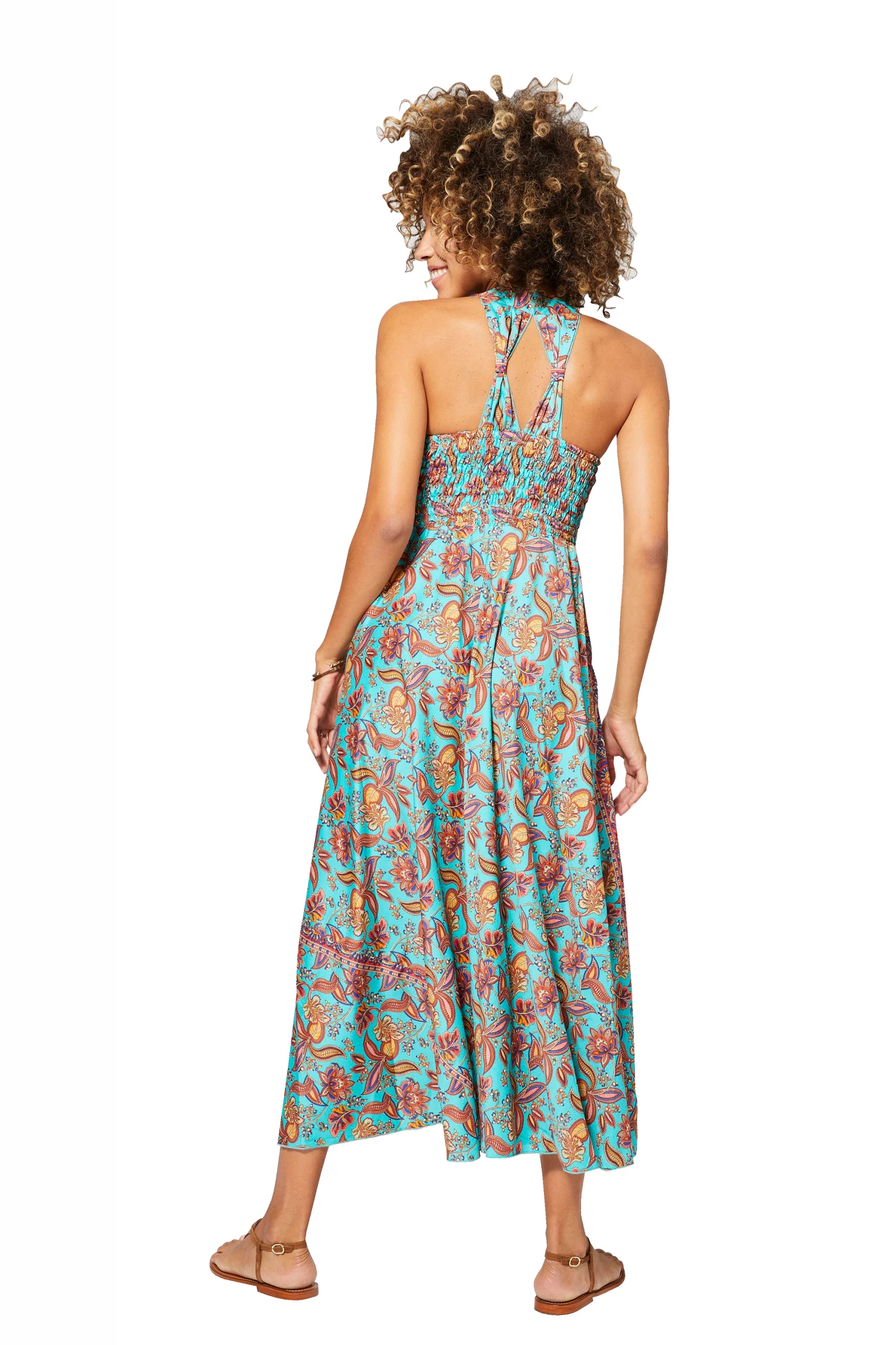 Longue Robe à dos nageur Turquoise – MAXIPA3065C - Image 3