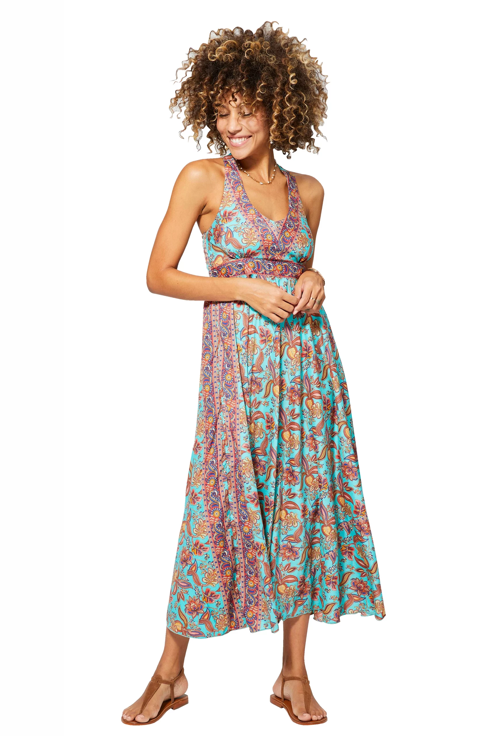 Longue Robe à dos nageur Turquoise – MAXIPA3065C