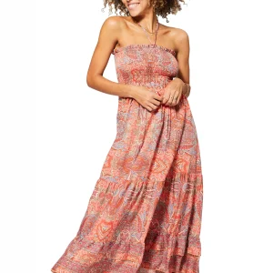 Longue Robe d’été dos nu Corail – MAXIPA3054A