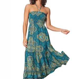Longue Robe d’été dos nu Turquoise – MAXIPA3054B