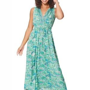 Longue Robe sans manches Verte turquoise – MAXIPA3073A
