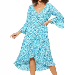 Robe mi-longue à manches longue Blanche à fleurs – MAXIPAV0022B