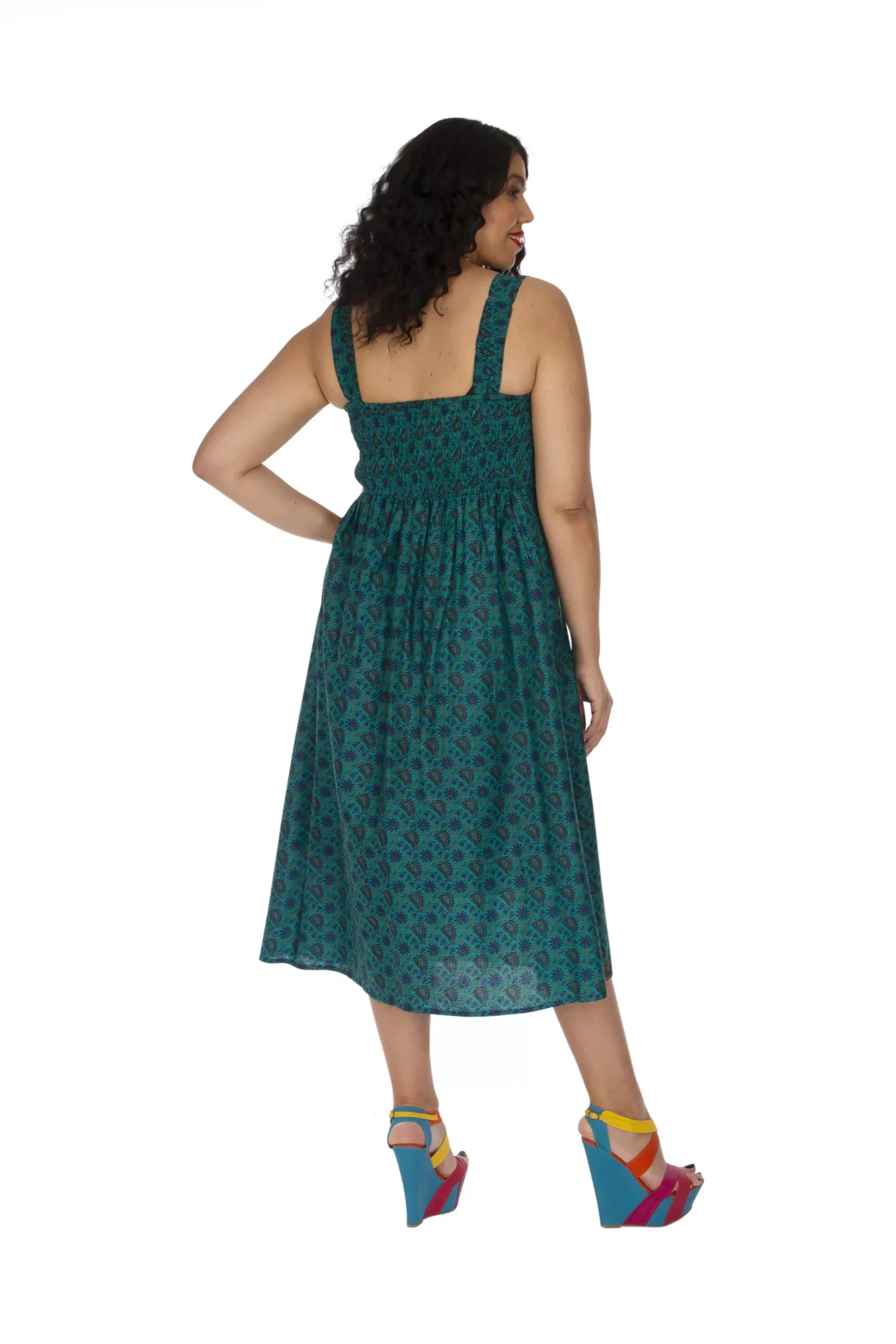 Robe bleue motif ethnique – ROP0160B - Image 3