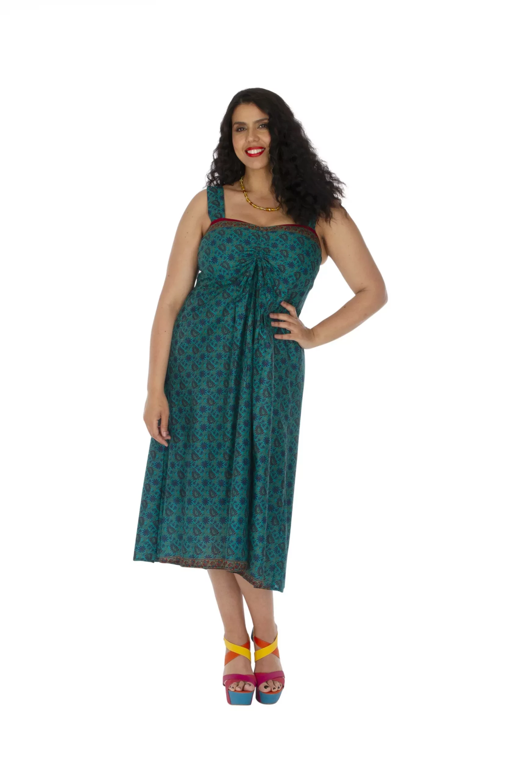 Robe bleue motif ethnique – ROP0160B