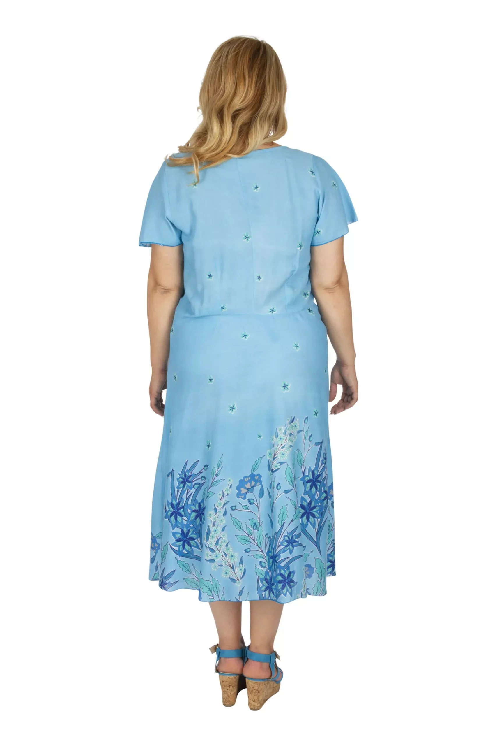 Robe bleue col V – ROP0164C - Image 3