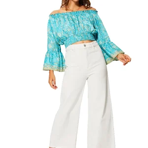 Top court à col bateau Bleu – TIP0044B