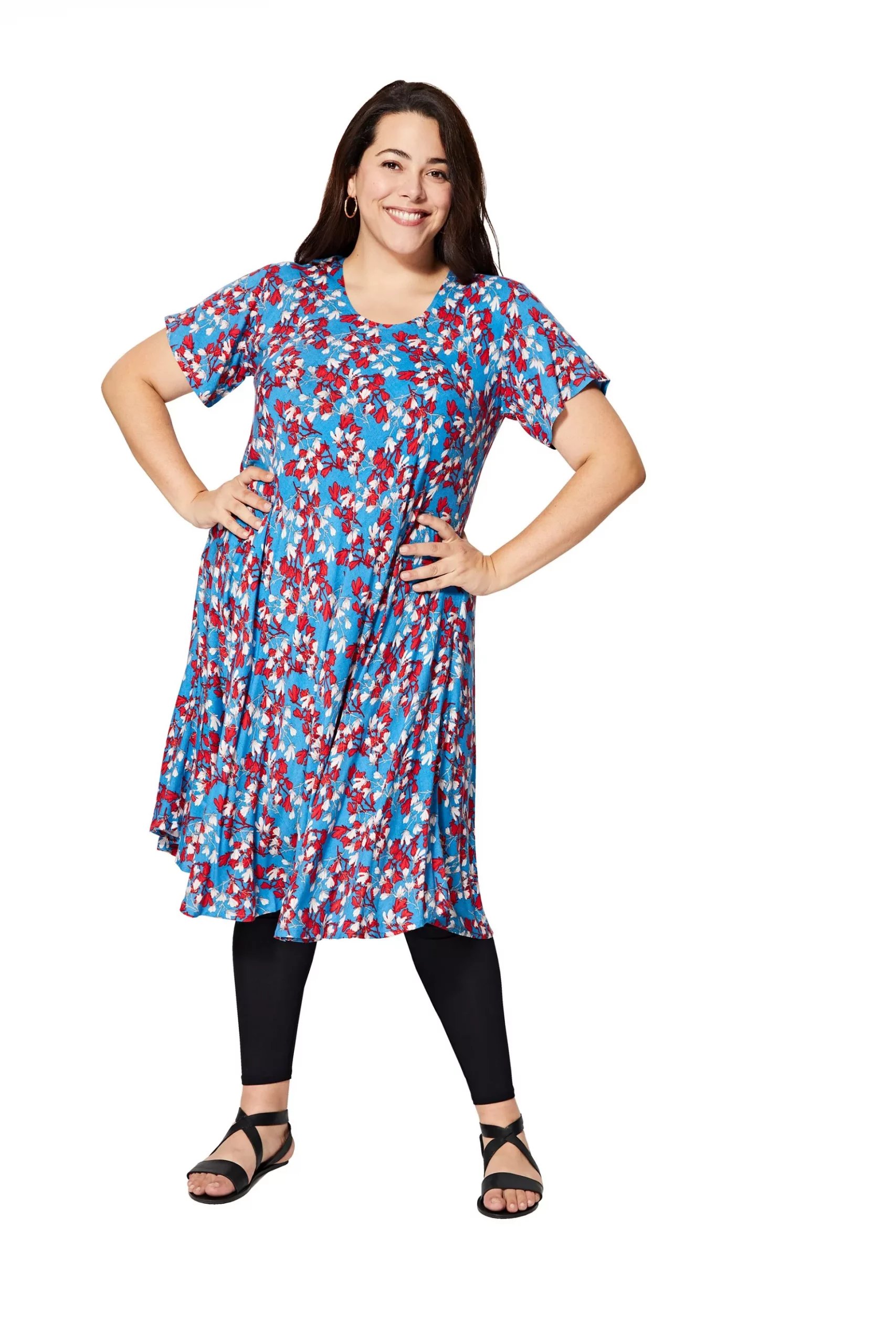 Robe manches courtes ample fleuri – TUPV0001G - Image 2